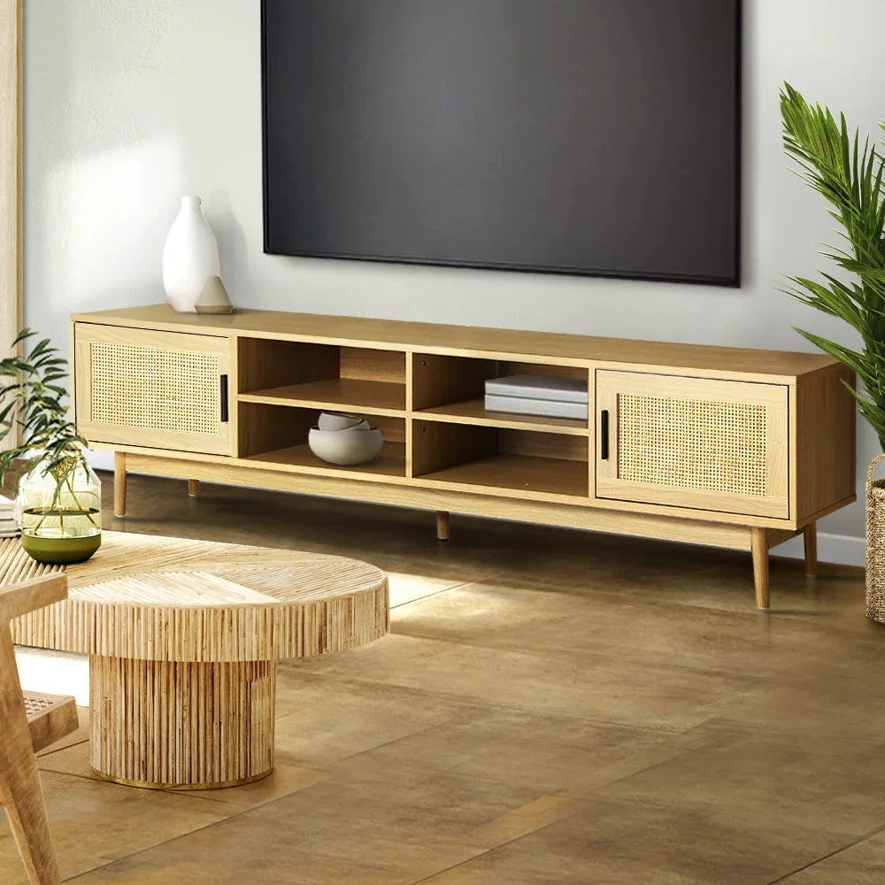 Artiss TV Cabinet Entertainment Unit 180cm Rattan Cole - Flea Market